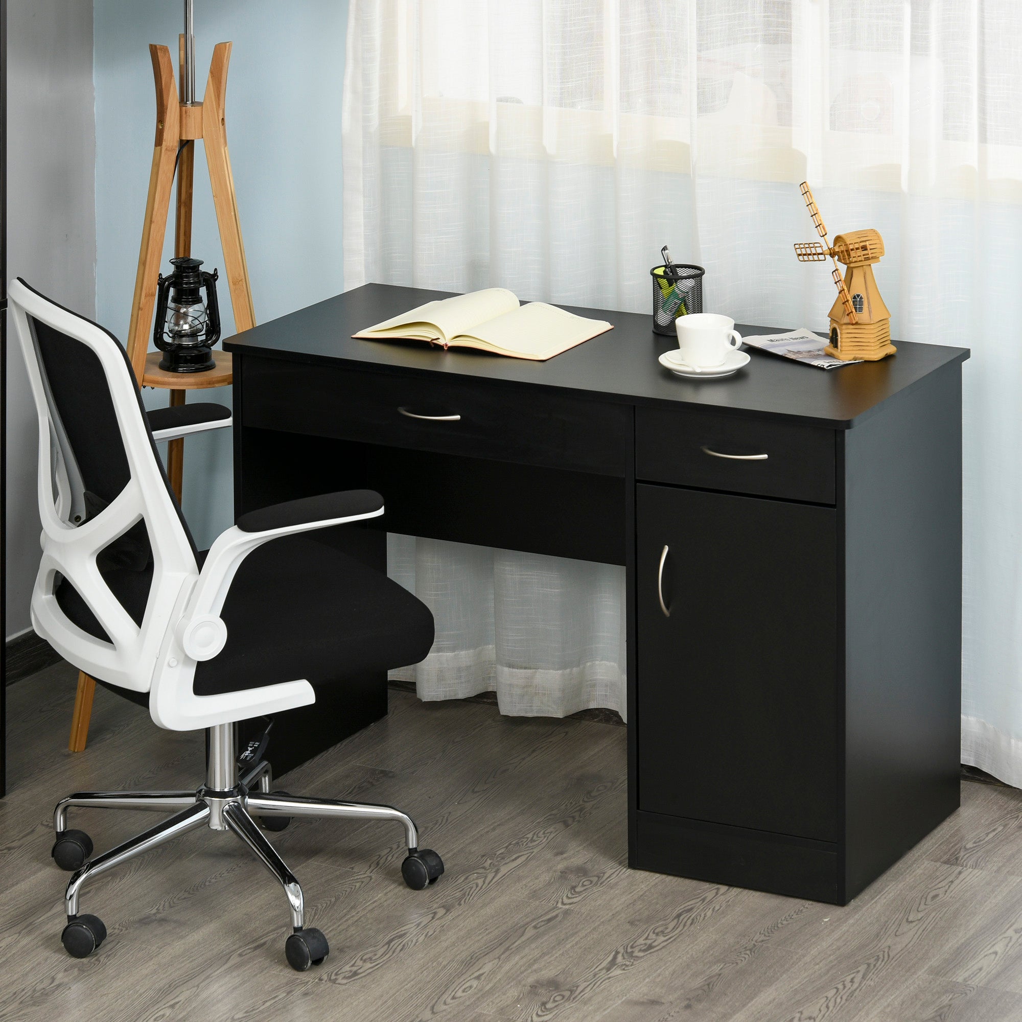 HOMCOM Computer Desk with Drawers & Locker for Home Office & Study