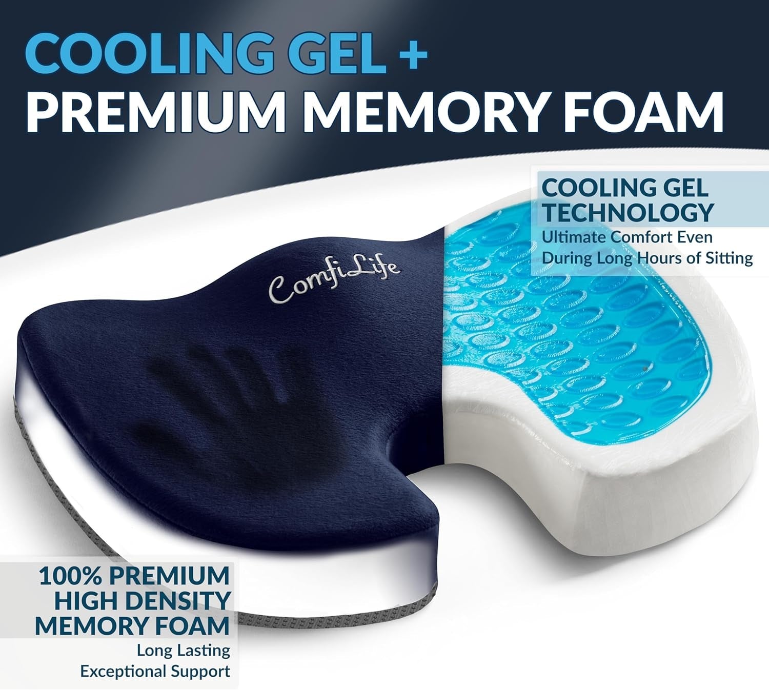 Gel Memory Foam Seat Cushion For Office Chair Navy