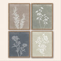Framed Botanical Wall Art Set Of 4 With Walnut 10x10 Frames