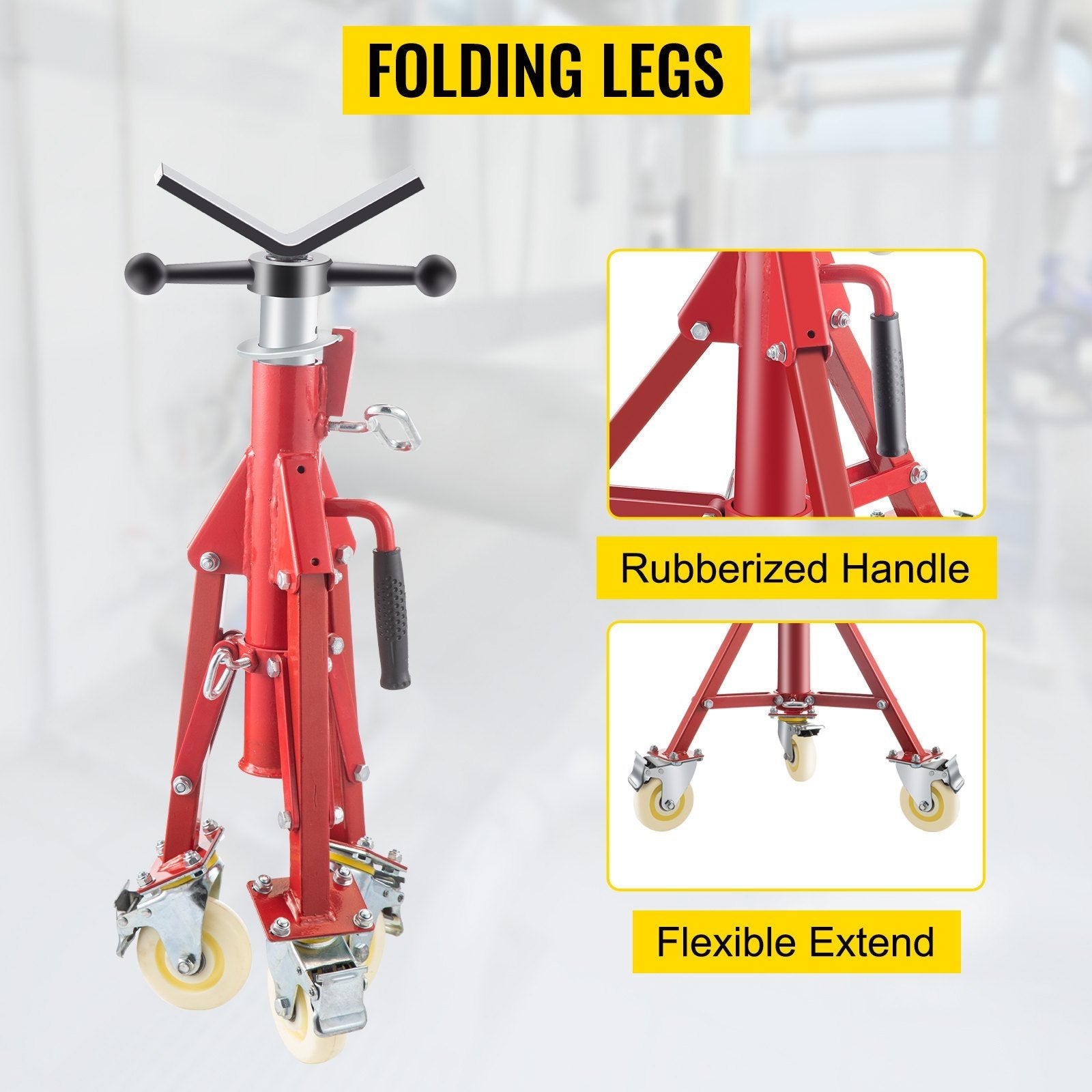 Pipe Stand, Pipe Jack Stand, V Head Pipe Stand Adjustable Height 28-52