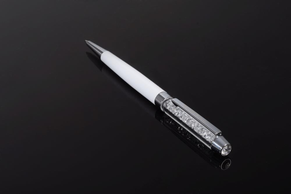 White Pen with Swarovski Crystals