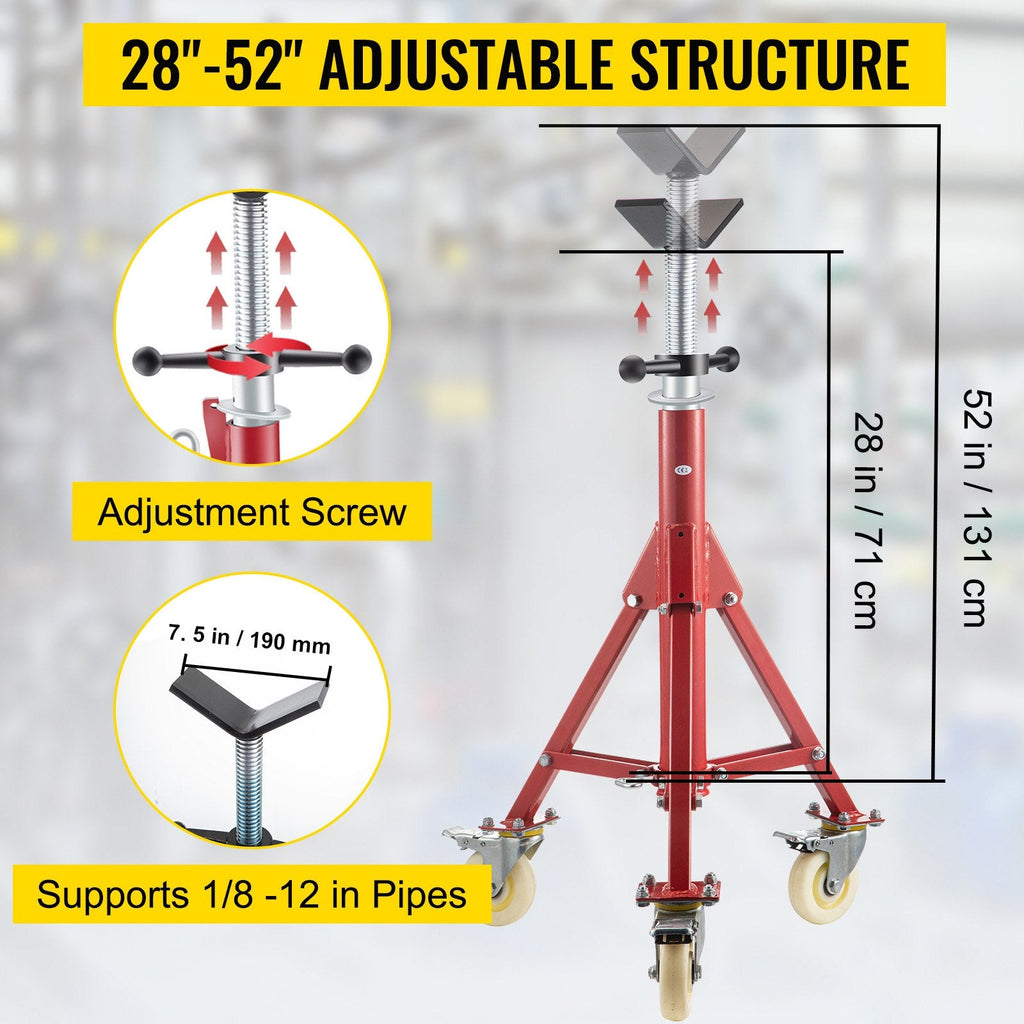 Pipe Stand, Pipe Jack Stand, V Head Pipe Stand Adjustable Height 28-52