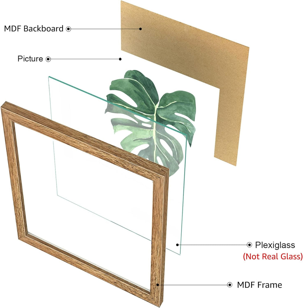 Botanical Framed Wall Art Set of 4 10x10 Walnut Frames