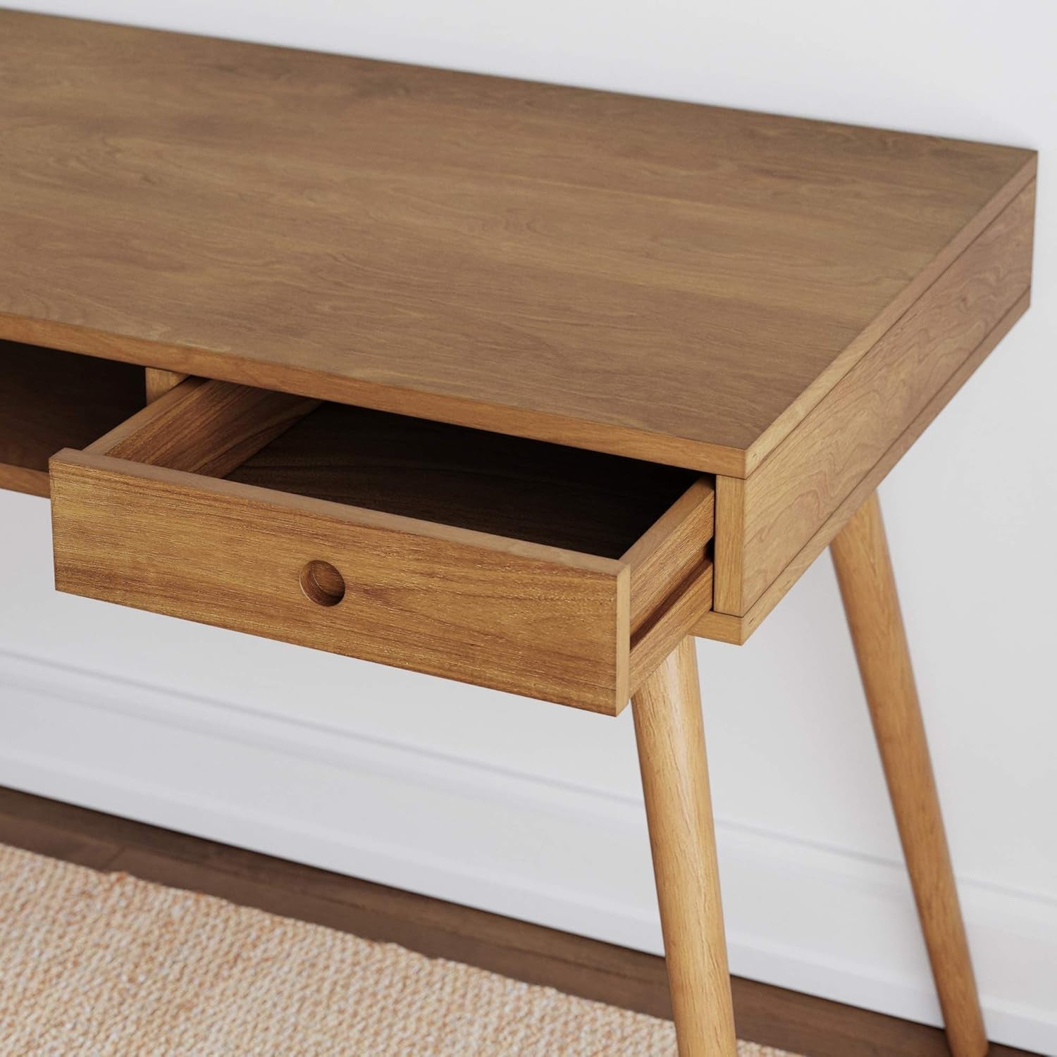 Parker Walnut Home Office Desk With Storage Cubby And Drawer