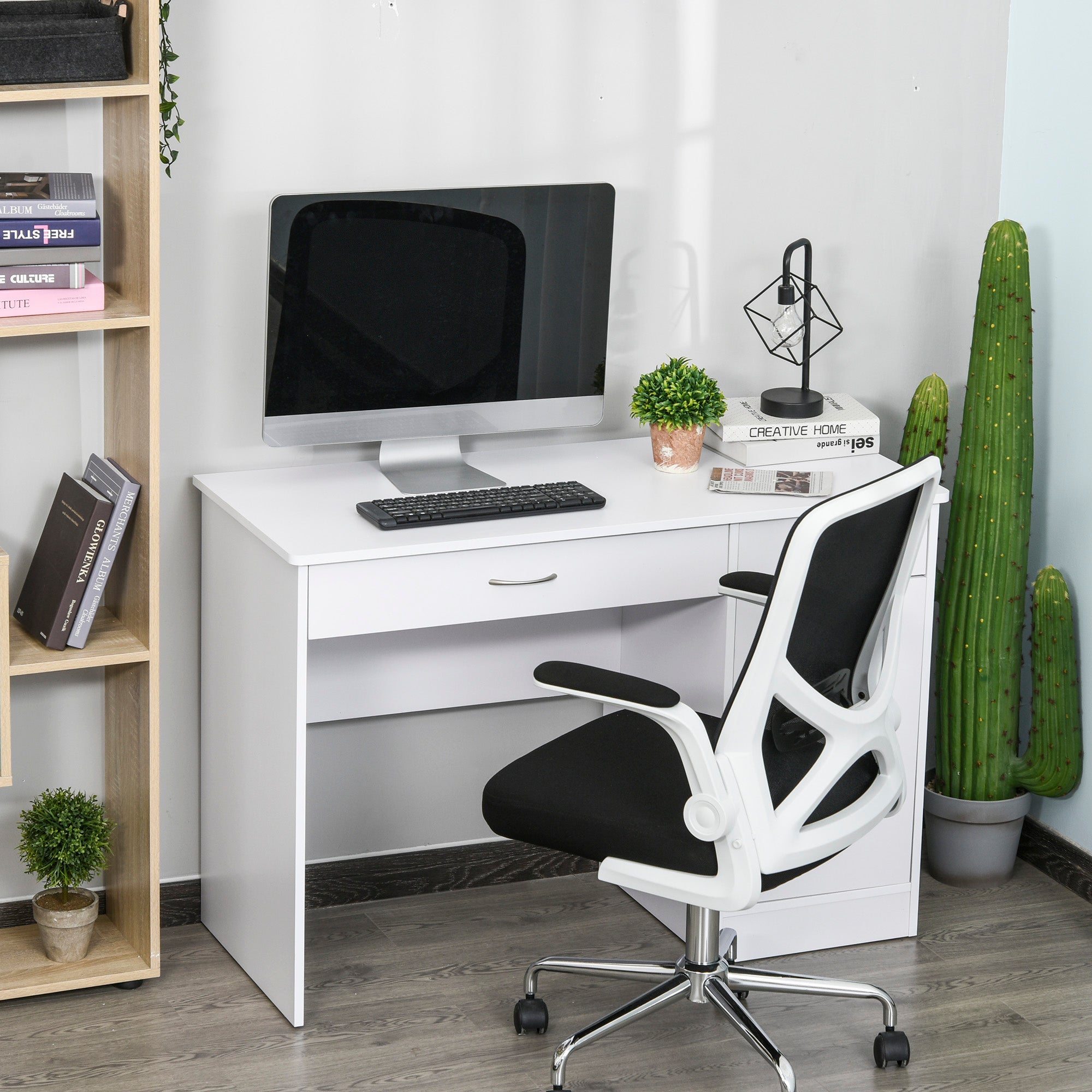HOMCOM Computer Desk with Drawers & Locker for Home Office & Study