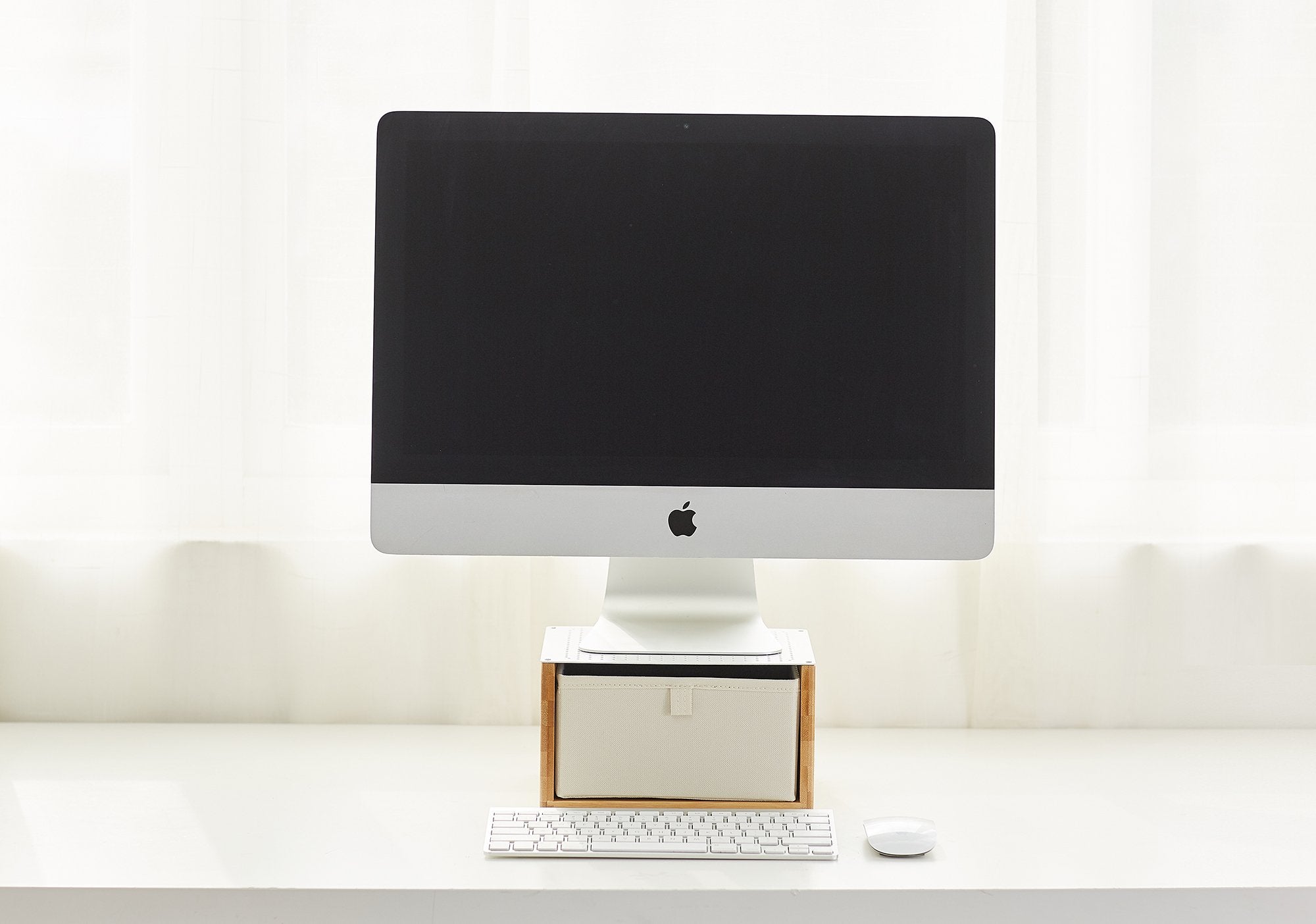 Desk Station-organizer with White Foldable Drawer