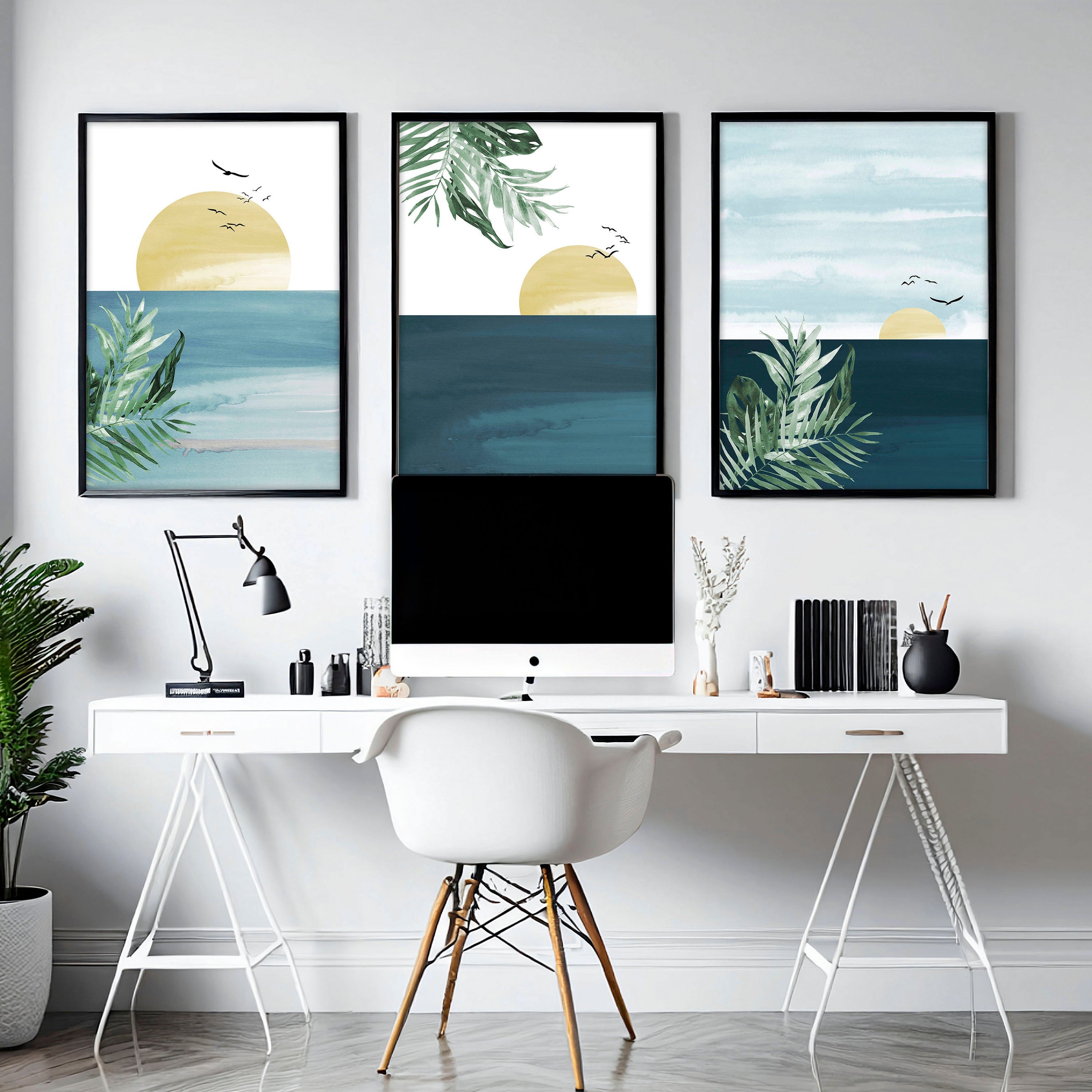 Wall decoration for office | set of 3 Eclectic wall art