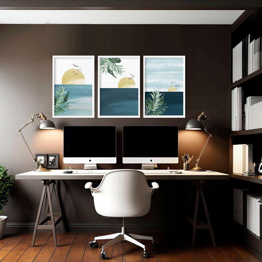 Wall decoration for office | set of 3 Eclectic wall art