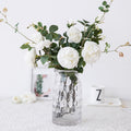 Greenland White Peony in Glass Vase 20" Tall