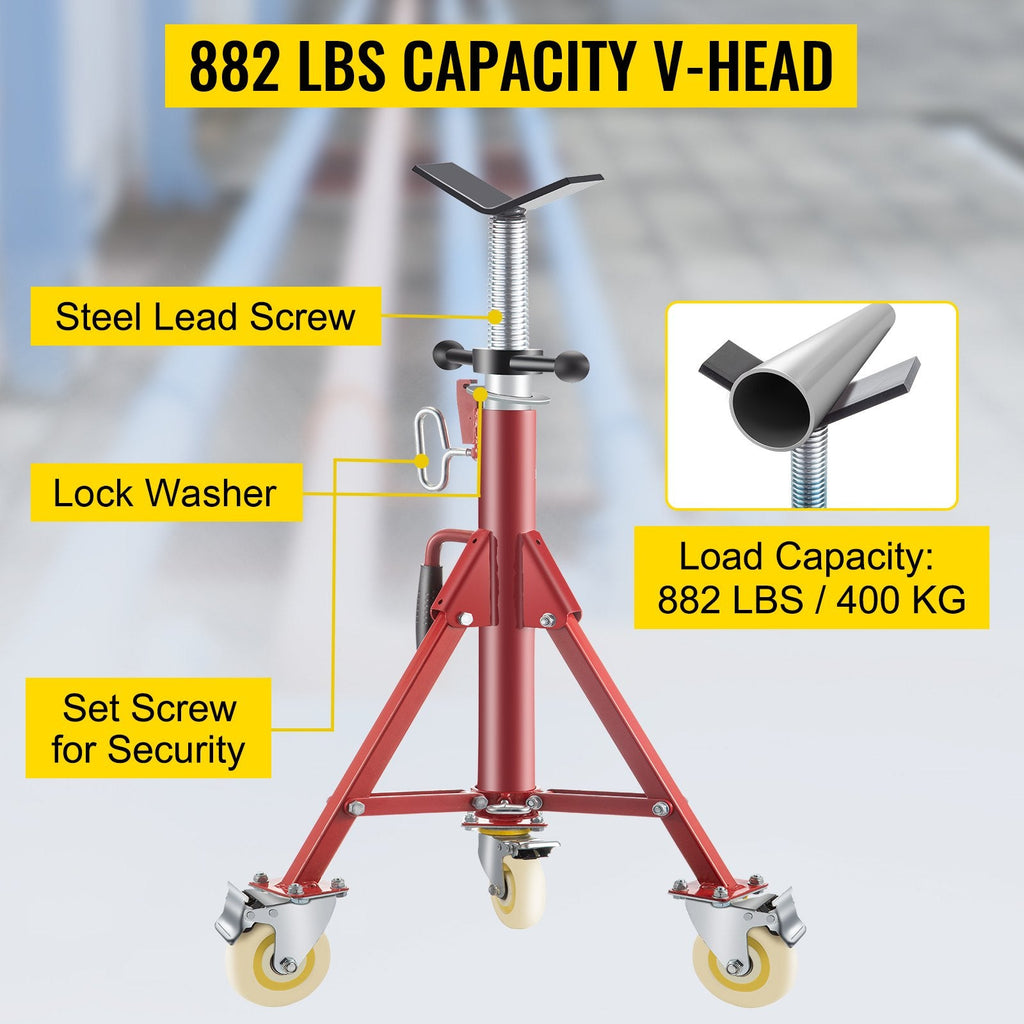Pipe Stand, Pipe Jack Stand, V Head Pipe Stand Adjustable Height 28-52