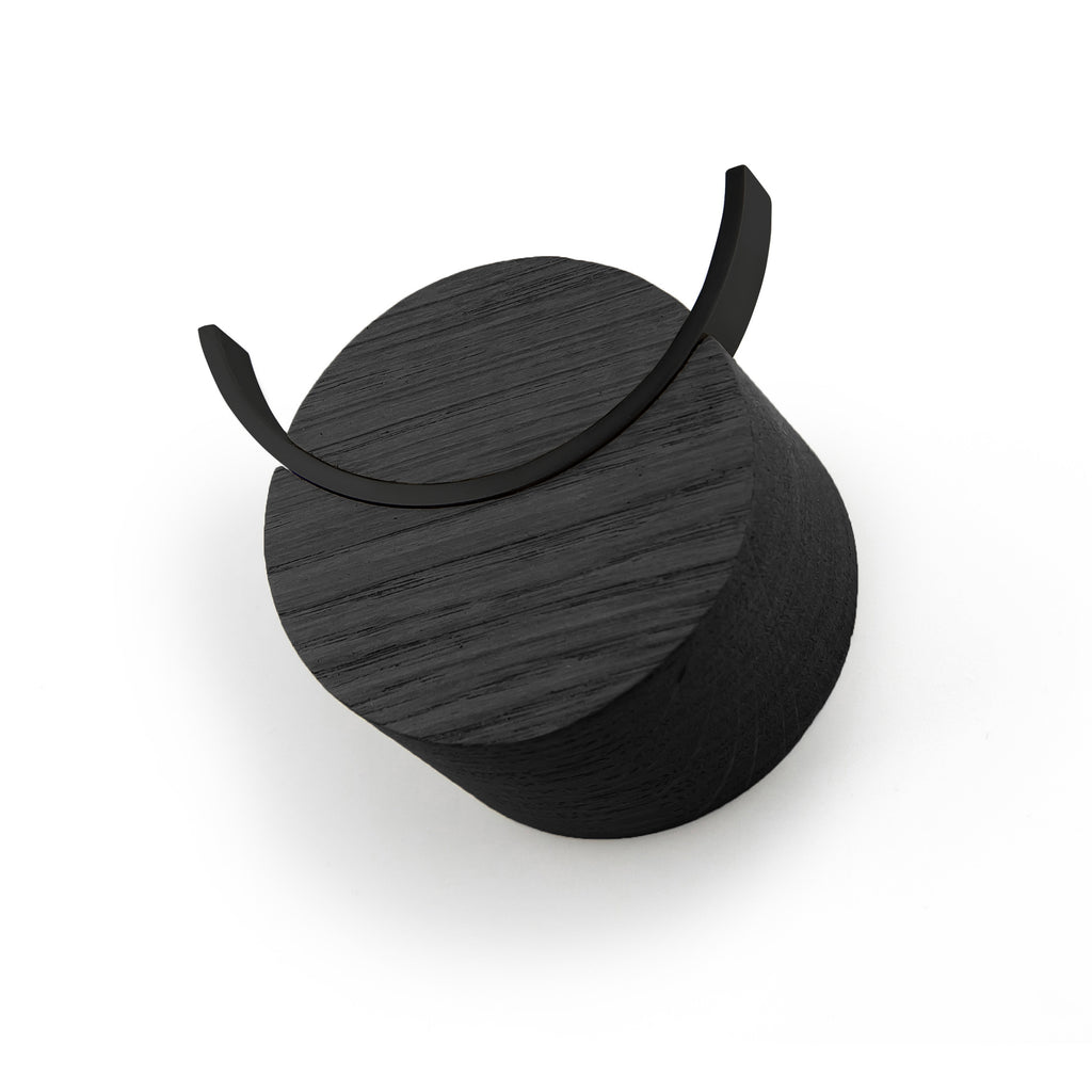 Wall hook DEER | Black painted oak wood, black painted steel