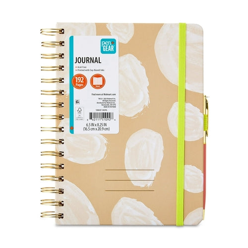 Pen + Gear Twin Wire Bound Journal with Pen, Khaki, 6" x 8.25", 192