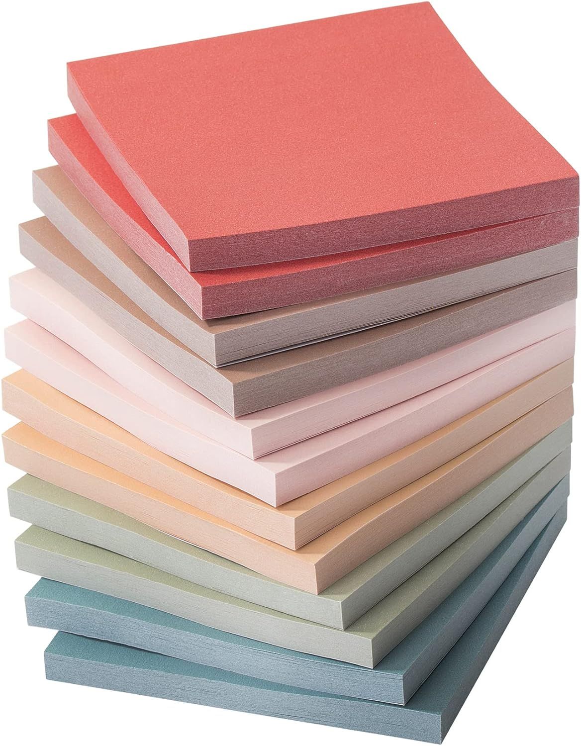 Sticky Notes, 3"x3", 12 Pads, Vintage Colors, Self-Stick Pads,