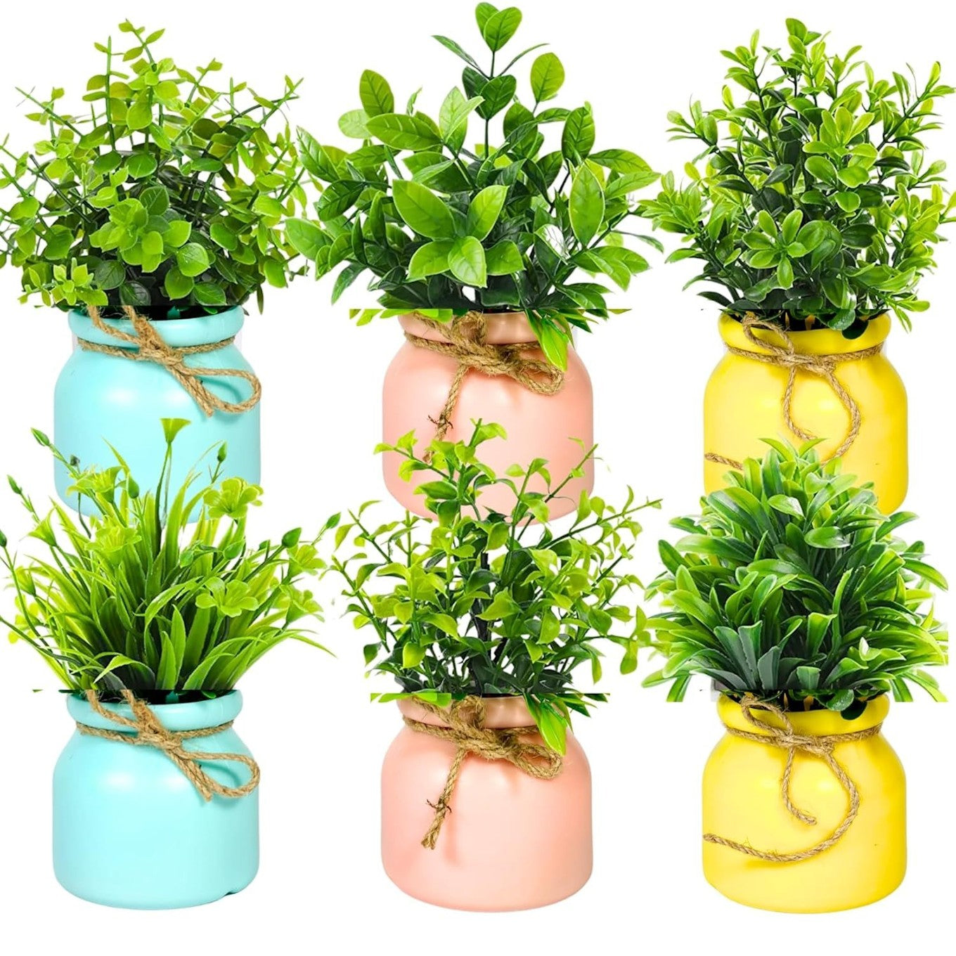 Mini Artificial Potted Plants Set of 6