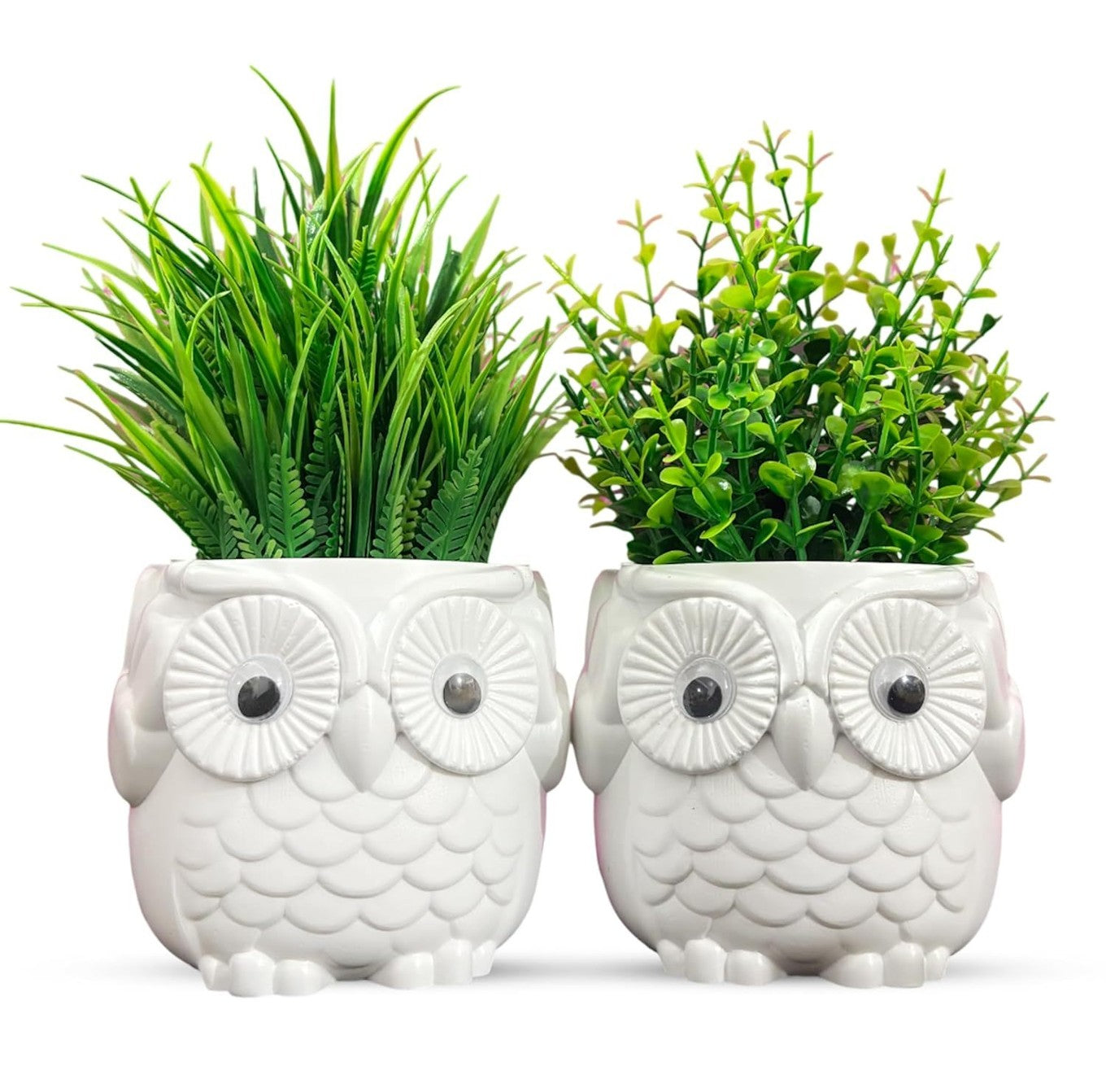 Owl Pot Artificial Plants Set of 2