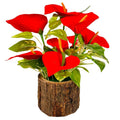 Small Artificial Plant in Wooden Pot Decor
