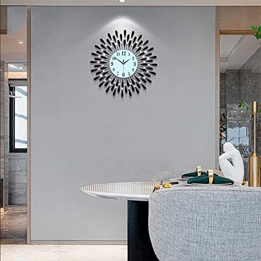 Modern Elegant Silent Wall Clock, Quartz Non-Ticking Large Wall Clock,