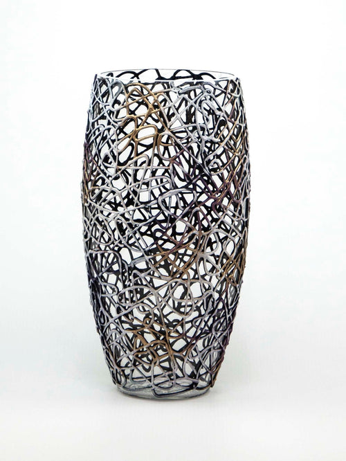 Art Decorated Glass Oval Vase | Interior Design Home Room Decor | Tabl