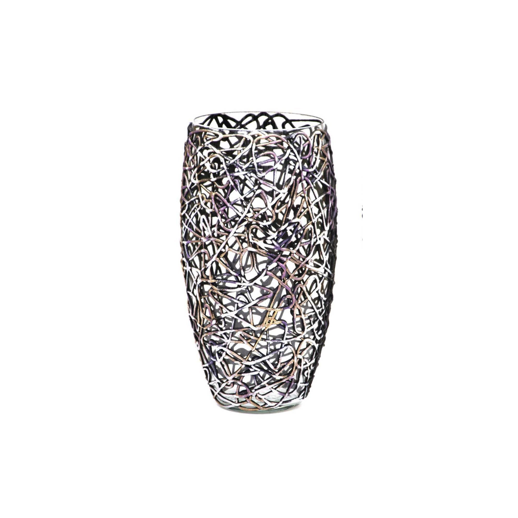 Art Decorated Glass Oval Vase | Interior Design Home Room Decor | Tabl