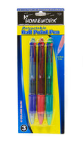 A+ Homework Ballpoint Pens - 3 Count, 4-in-1 Colors, Retractable